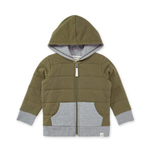 Quilted Zip Front Hooded Jacket